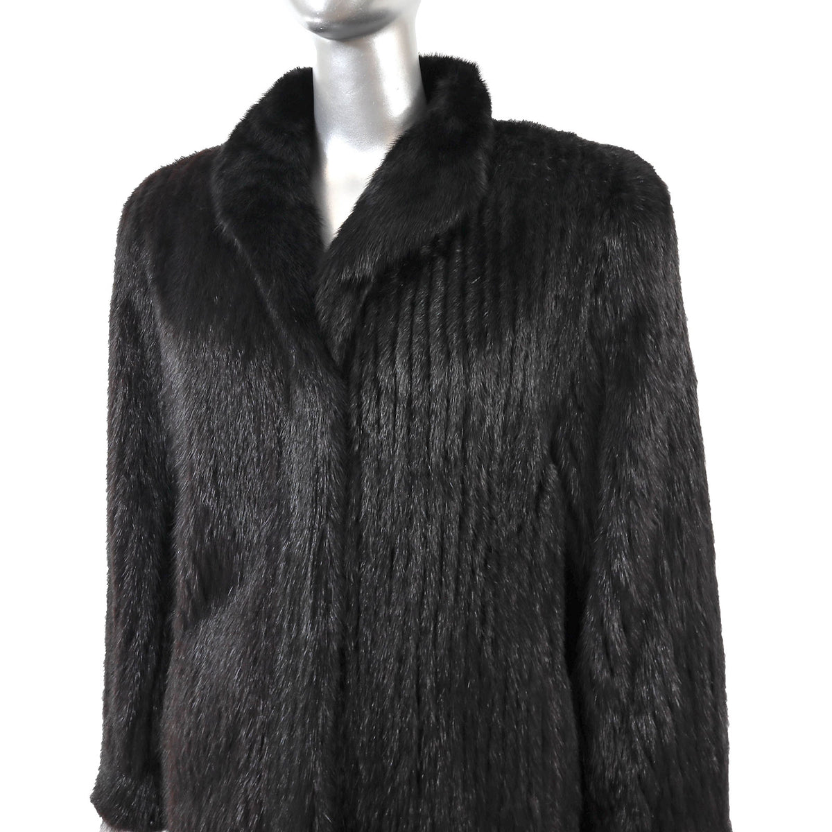 Black Corded Mink Coat- Size L