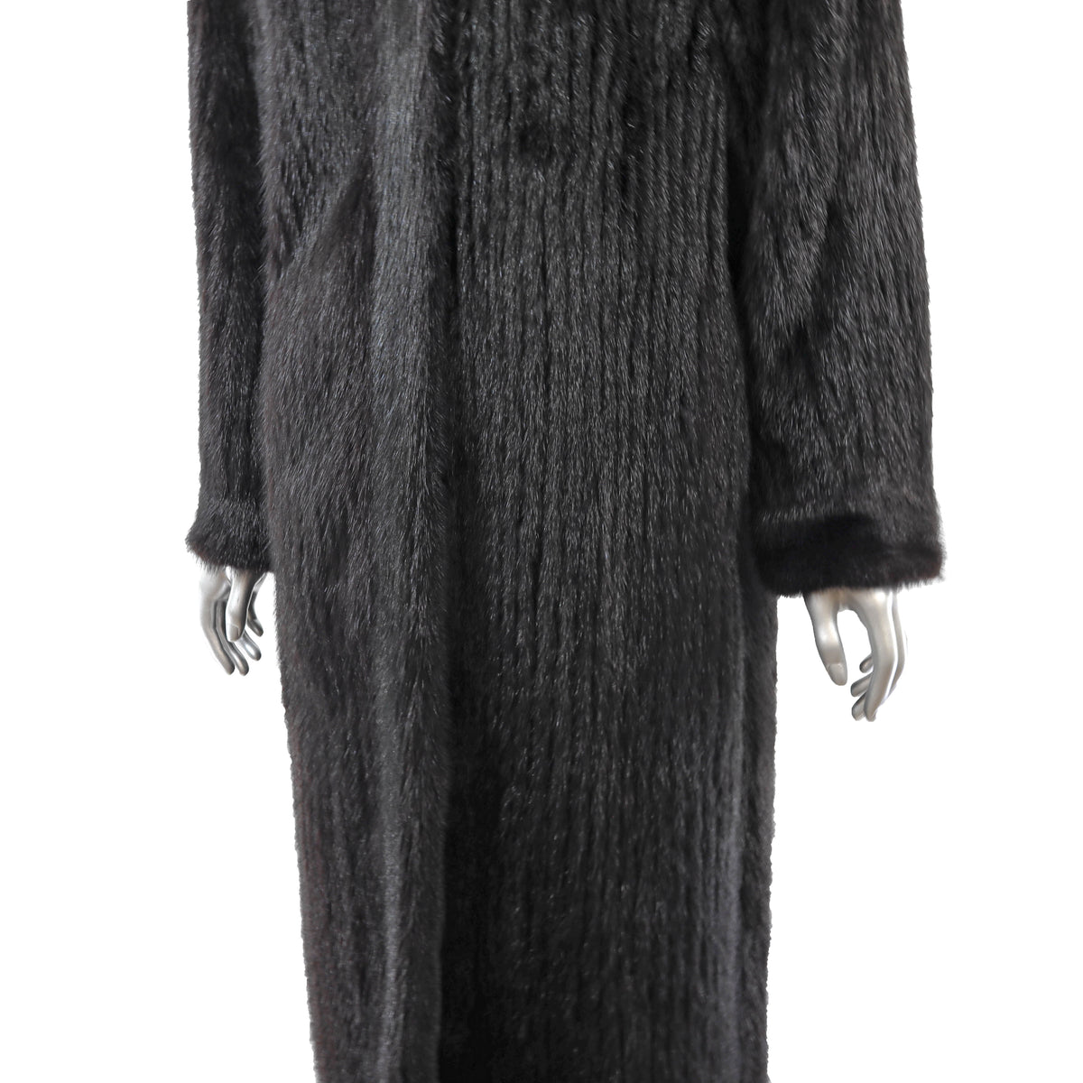 Black Corded Mink Coat- Size L