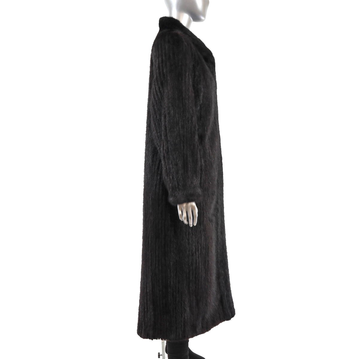 Black Corded Mink Coat- Size L