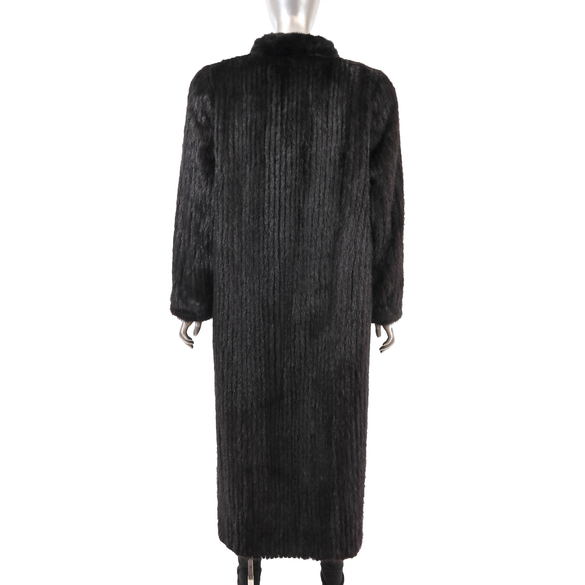 Black Corded Mink Coat- Size L