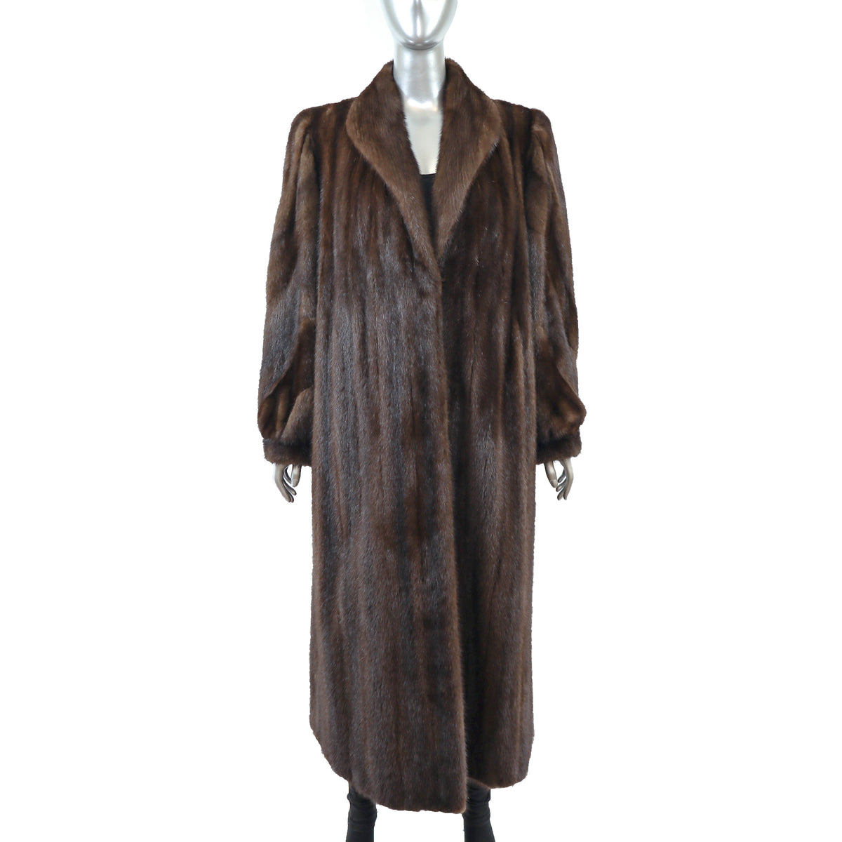 Brown Mink Coat with Matching Earmuff- Size XL