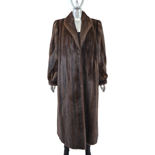 Brown Mink Coat with Matching Earmuff- Size XL