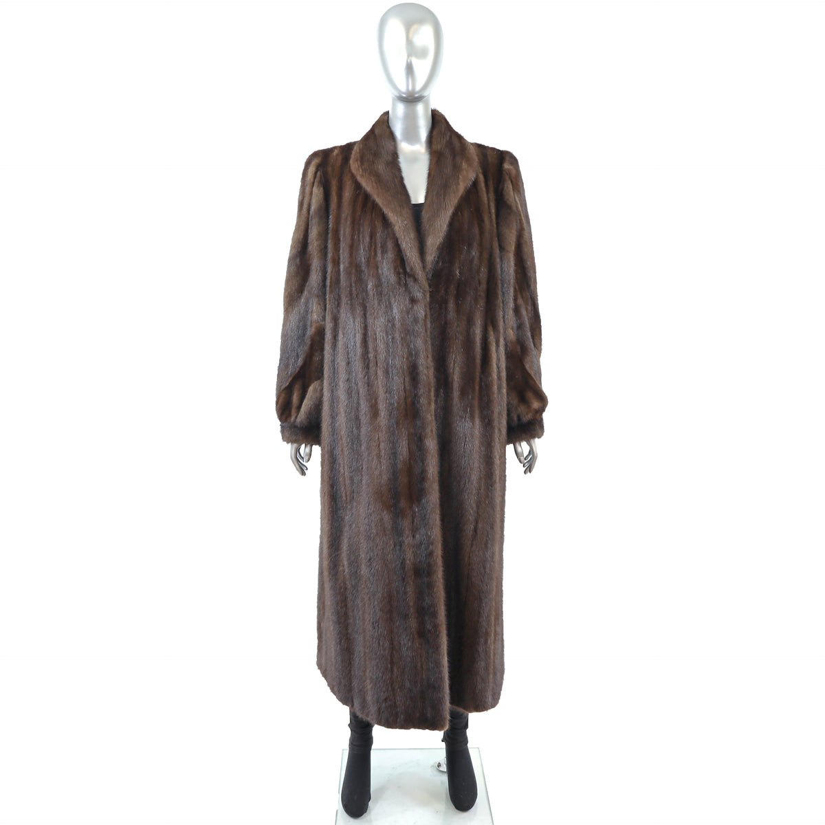 Brown Mink Coat with Matching Earmuff- Size XL