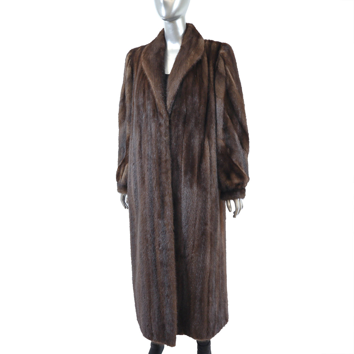 Brown Mink Coat with Matching Earmuff- Size XL