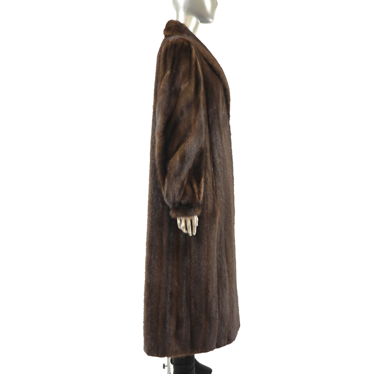 Brown Mink Coat with Matching Earmuff- Size XL
