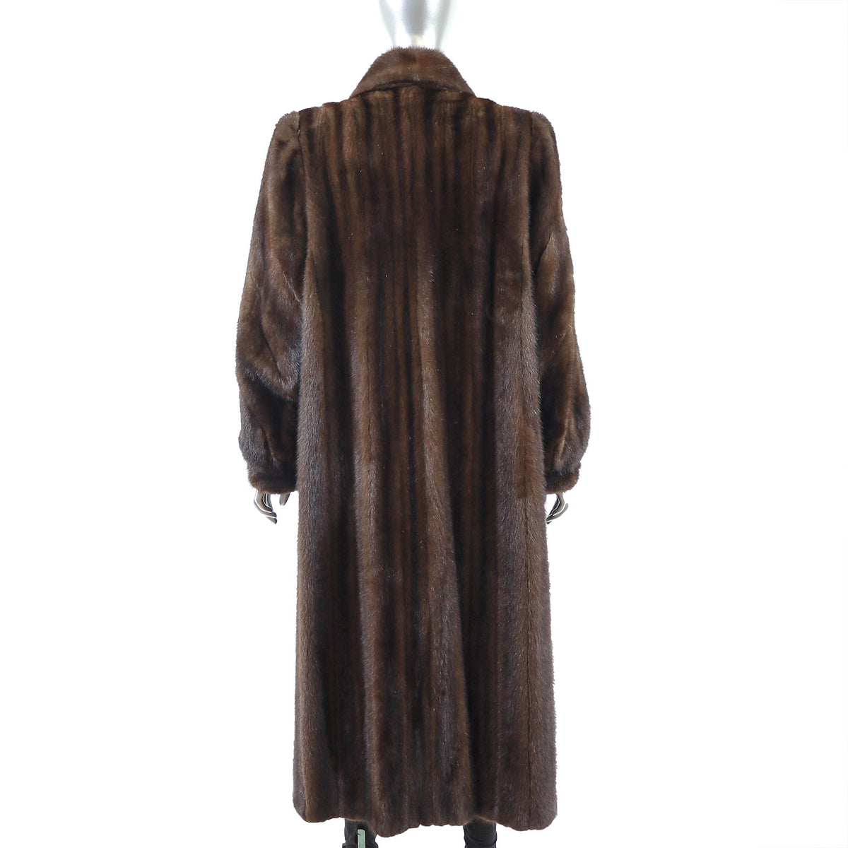 Brown Mink Coat with Matching Earmuff- Size XL