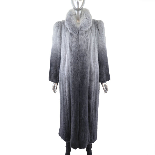 Ombre Mink Coat with Fox Tuxedo- Size L