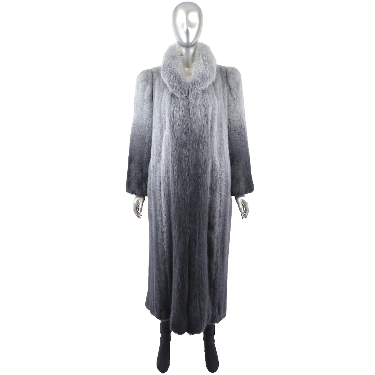 Ombre Mink Coat with Fox Tuxedo- Size L