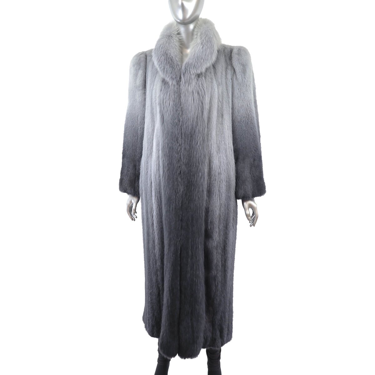 Ombre Mink Coat with Fox Tuxedo- Size L