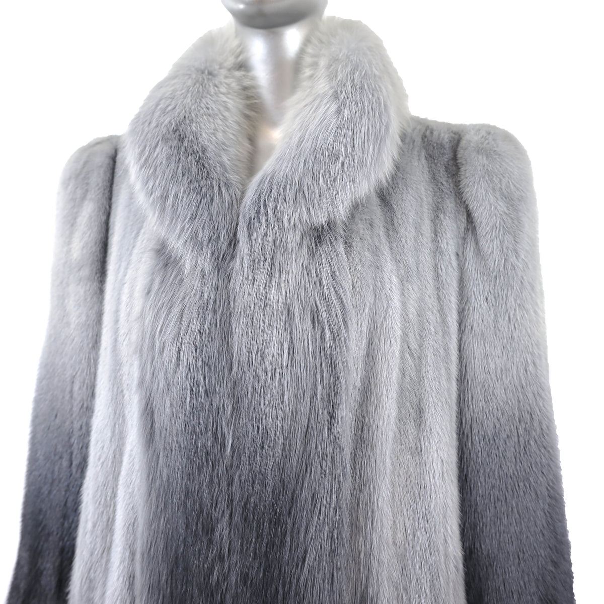 Ombre Mink Coat with Fox Tuxedo- Size L