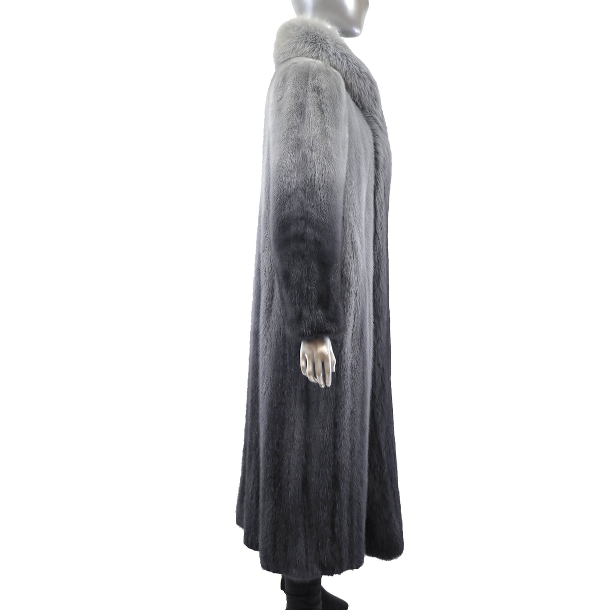 Ombre Mink Coat with Fox Tuxedo- Size L