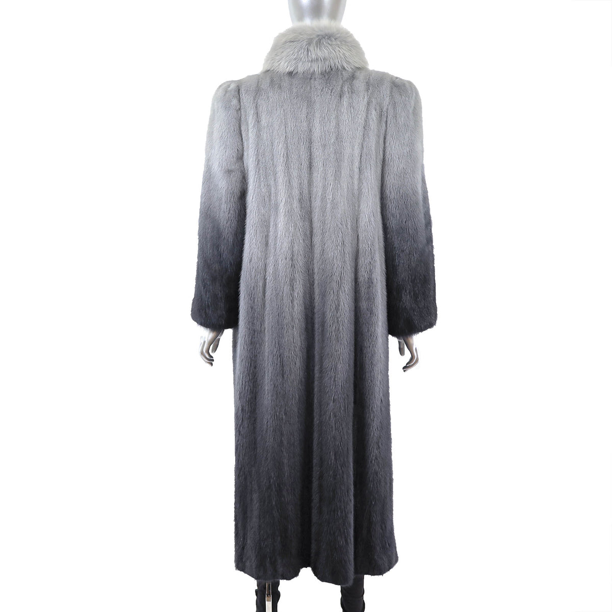 Ombre Mink Coat with Fox Tuxedo- Size L