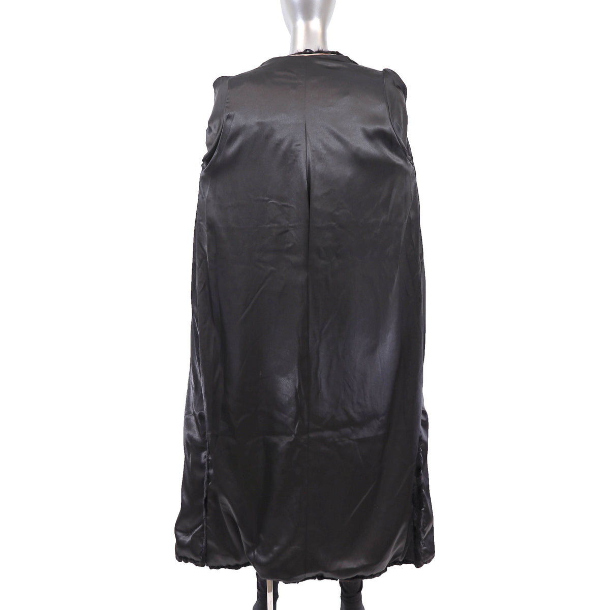 Black Hooded Section Mink Coat- Size L