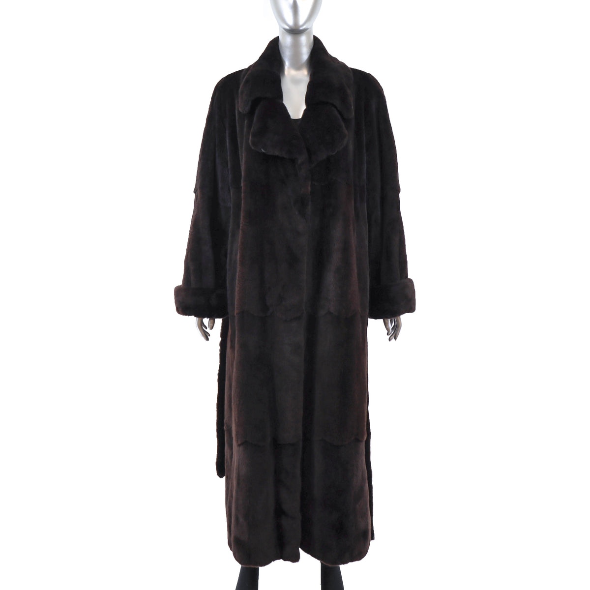 Dark Brown Sheared Mink Coat Reversible to Taffeta- Size XL