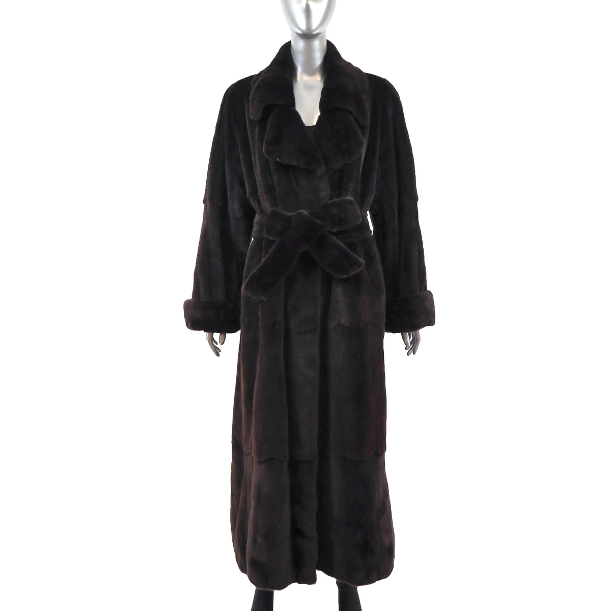 Dark Brown Sheared Mink Coat Reversible to Taffeta- Size XL
