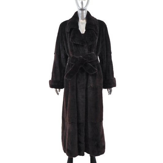Dark Brown Sheared Mink Coat Reversible to Taffeta- Size XL