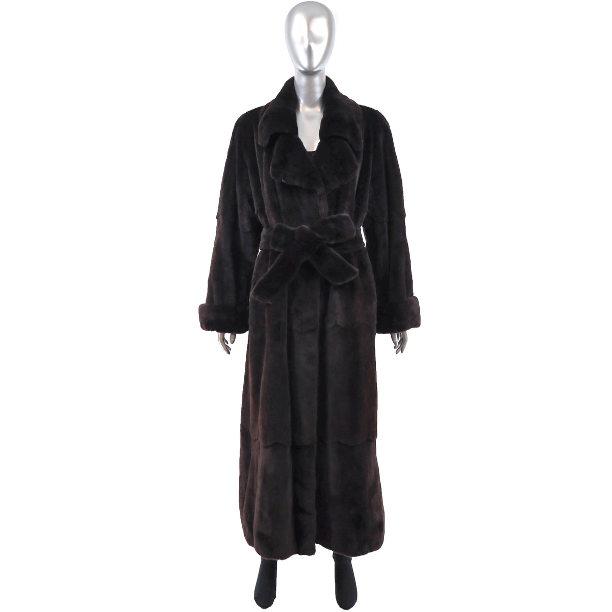 Dark Brown Sheared Mink Coat Reversible to Taffeta- Size XL