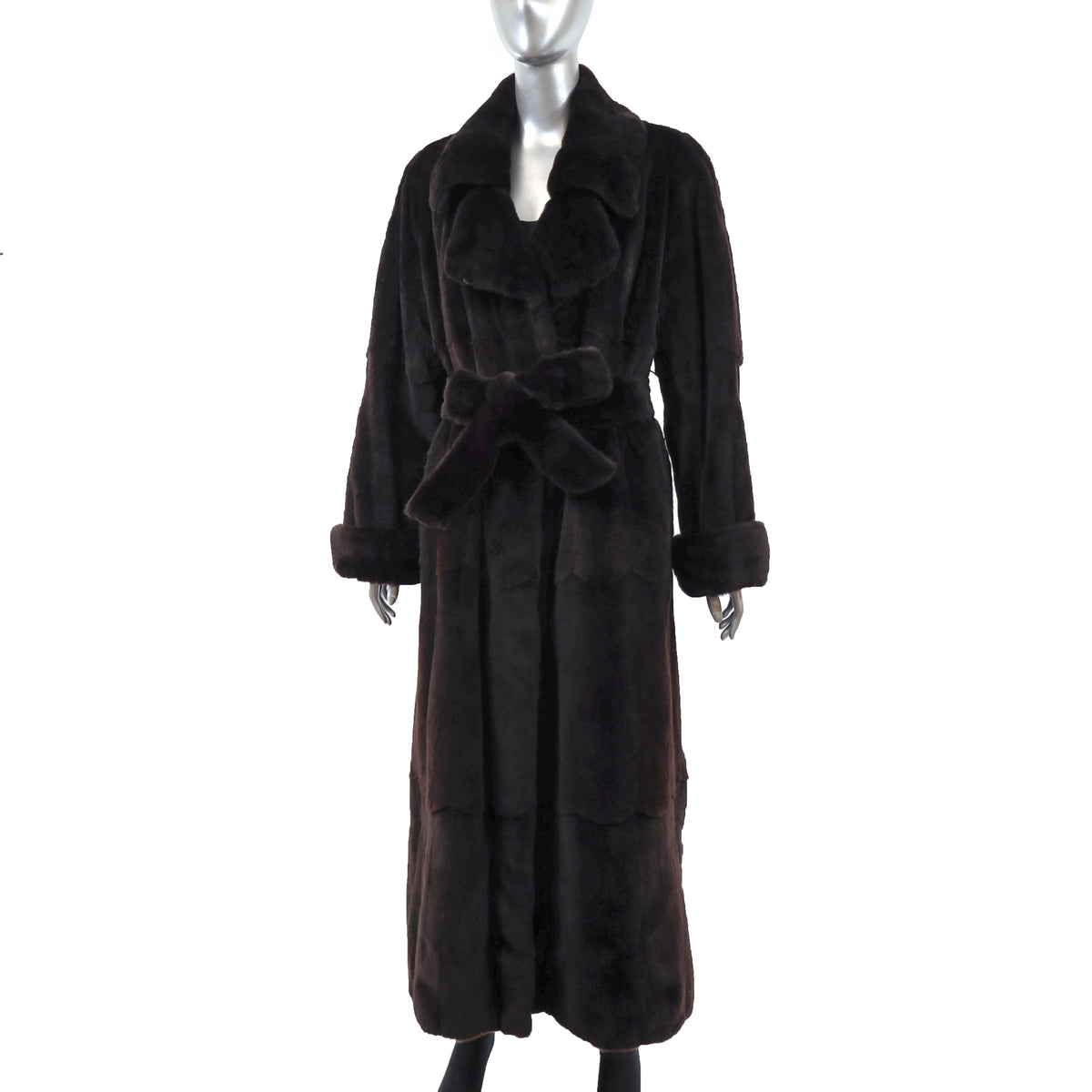 Dark Brown Sheared Mink Coat Reversible to Taffeta- Size XL