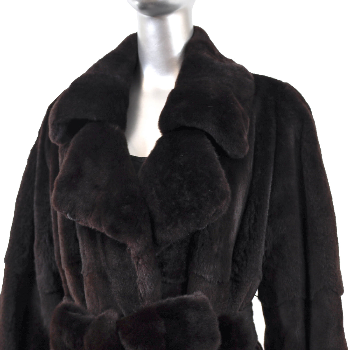 Dark Brown Sheared Mink Coat Reversible to Taffeta- Size XL