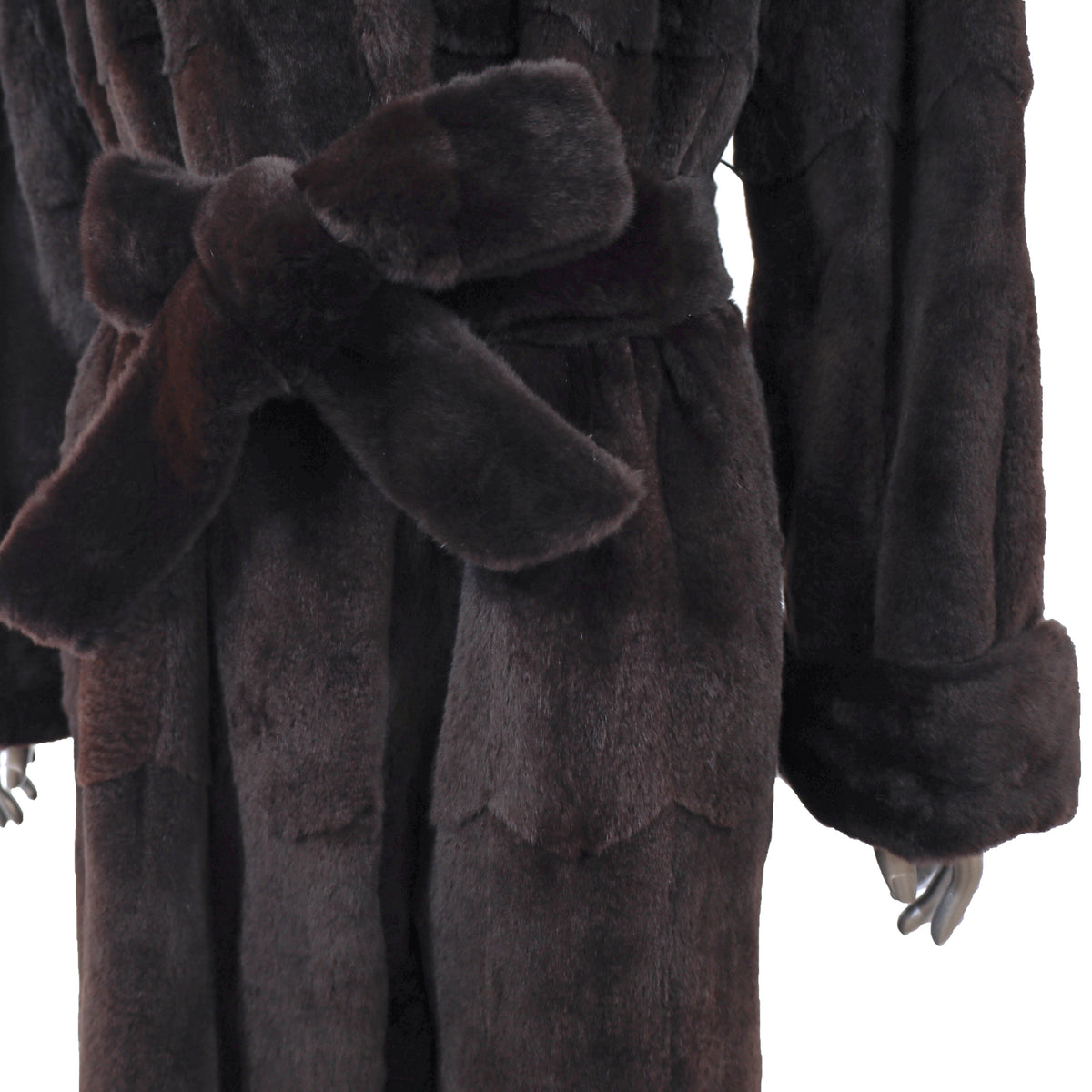 Dark Brown Sheared Mink Coat Reversible to Taffeta- Size XL