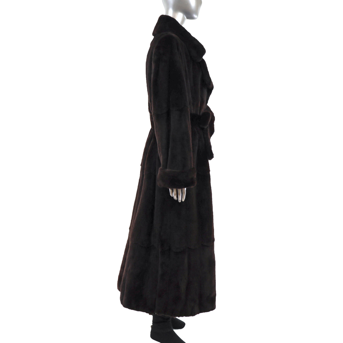 Dark Brown Sheared Mink Coat Reversible to Taffeta- Size XL