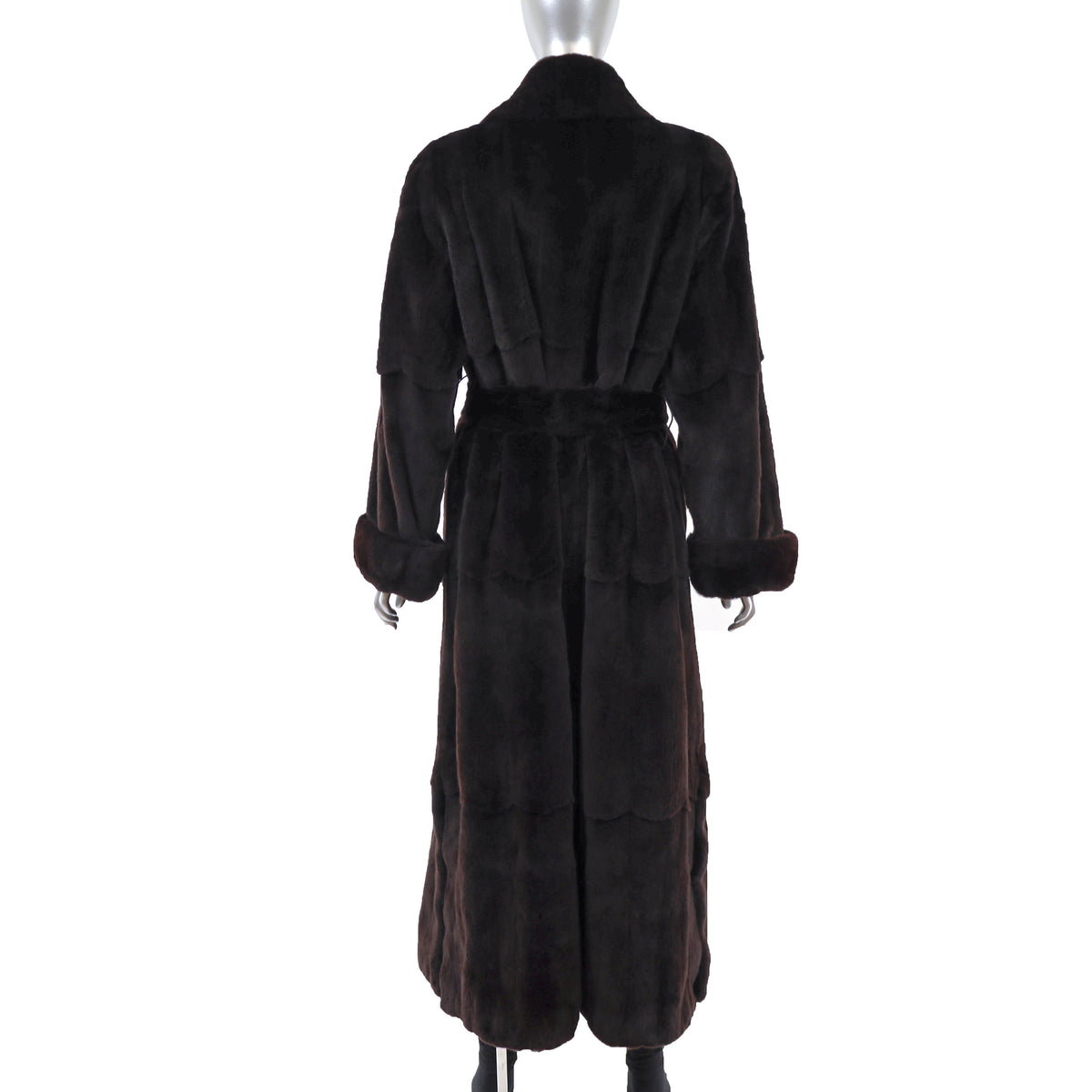 Dark Brown Sheared Mink Coat Reversible to Taffeta- Size XL