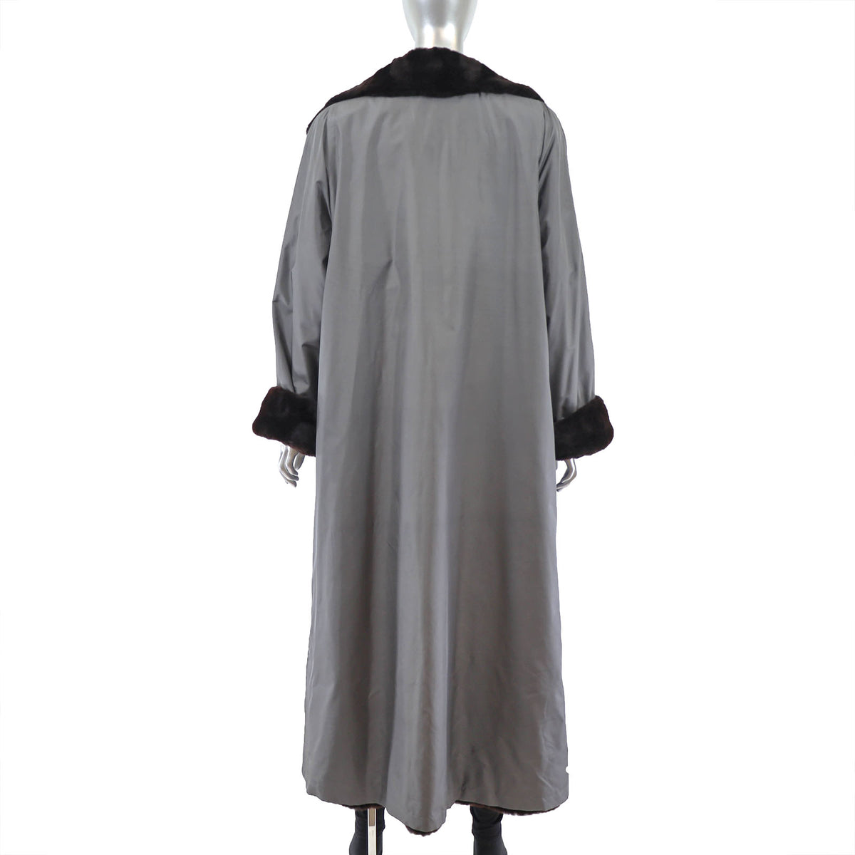 Dark Brown Sheared Mink Coat Reversible to Taffeta- Size XL