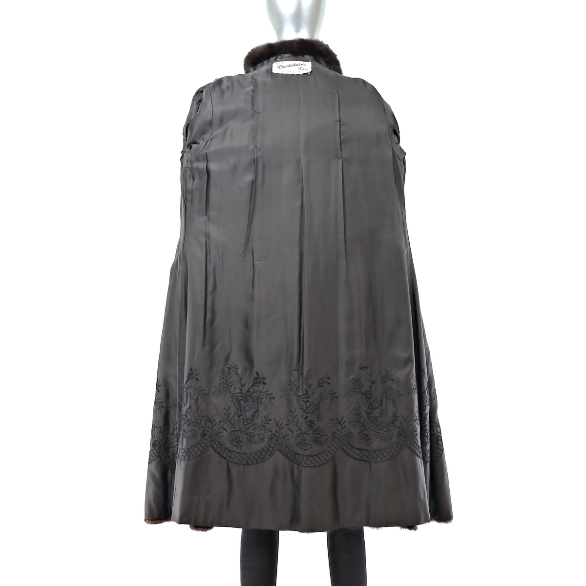Dark Brown Mink Coat with Sable Collar- Size S