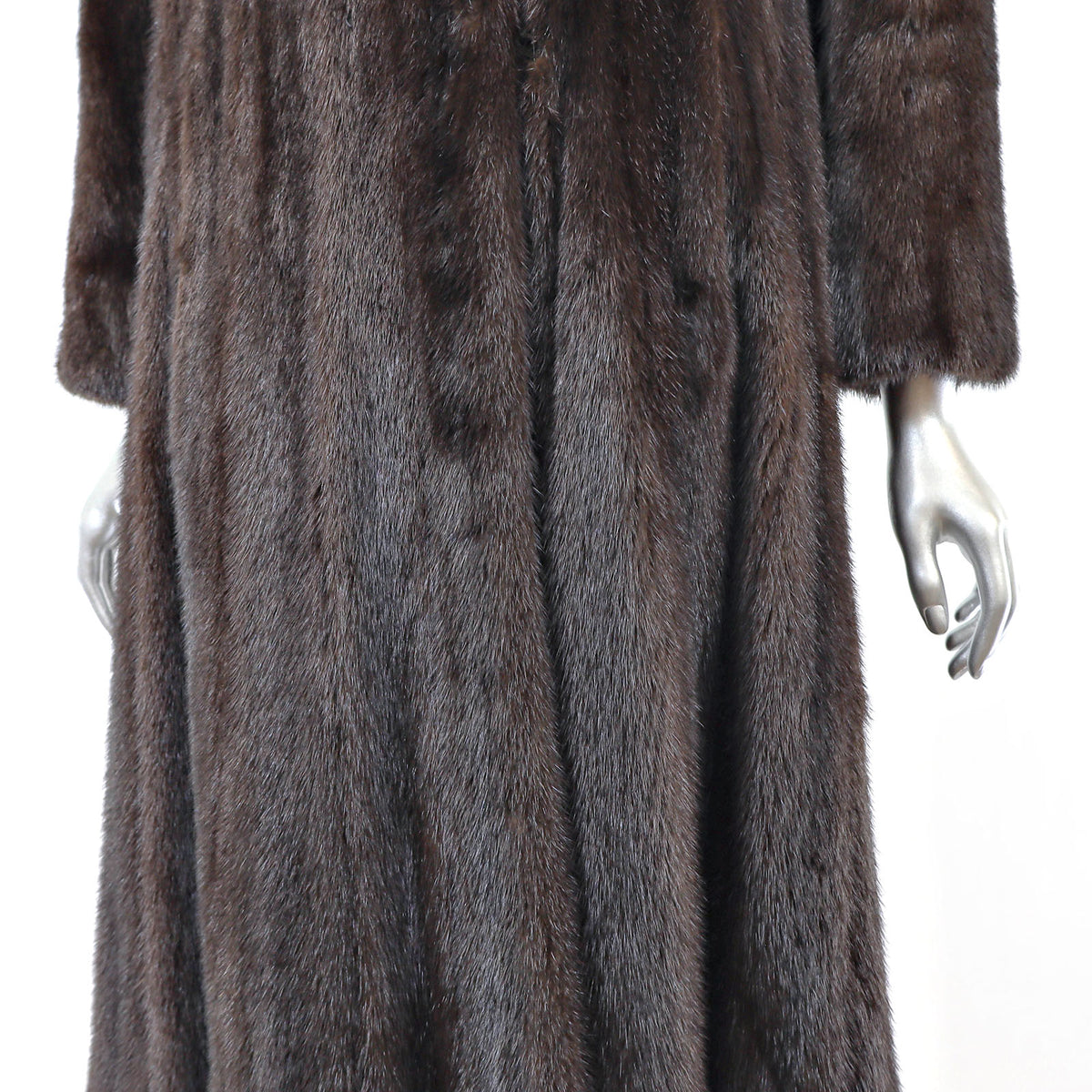 Dark Brown Mink Coat with Sable Collar- Size S