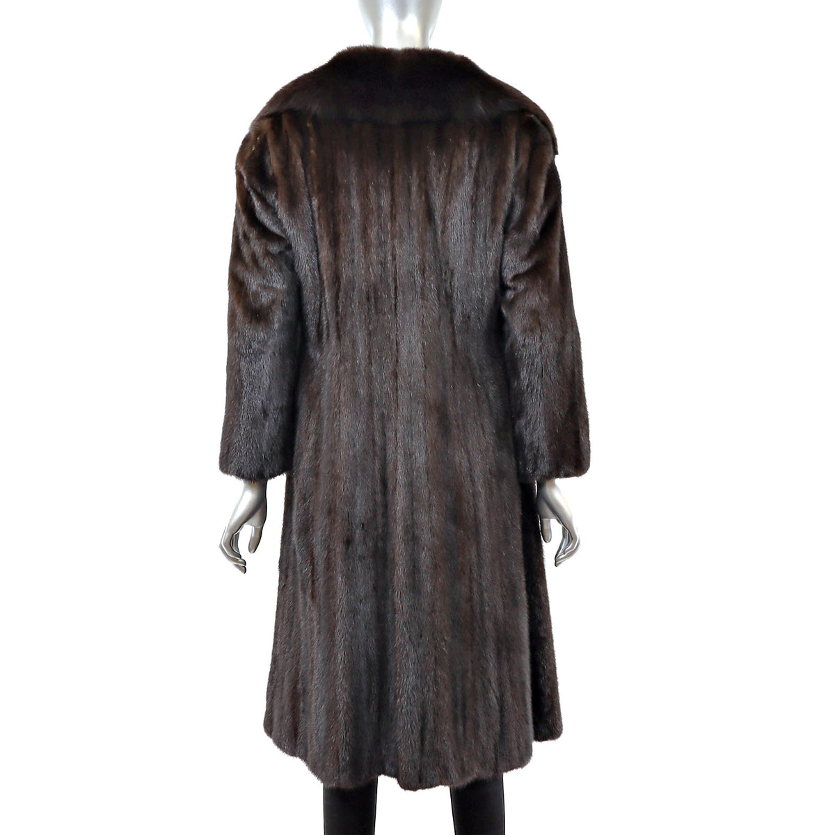 Dark Brown Mink Coat with Sable Collar- Size S