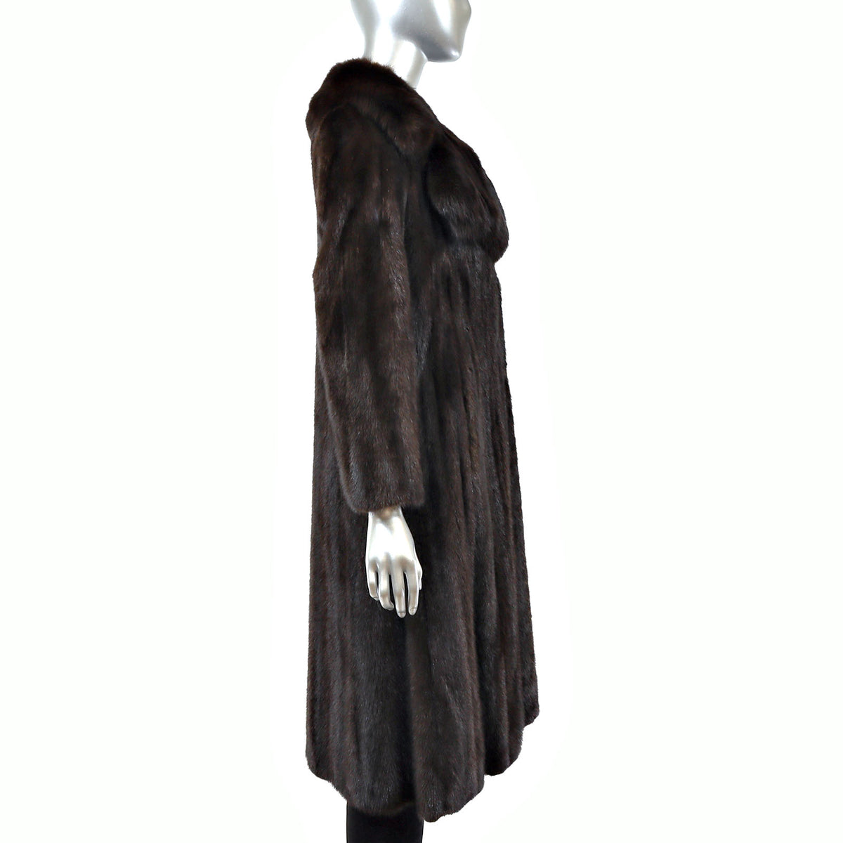 Dark Brown Mink Coat with Sable Collar- Size S