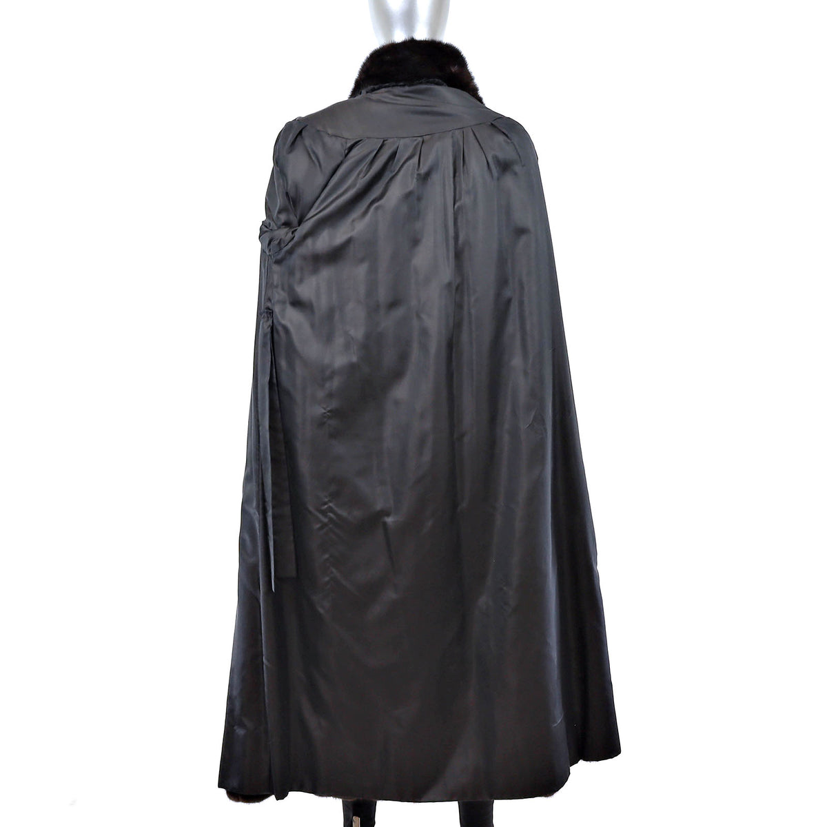 Dark Brown Mink Coat with Two Belts- Size L