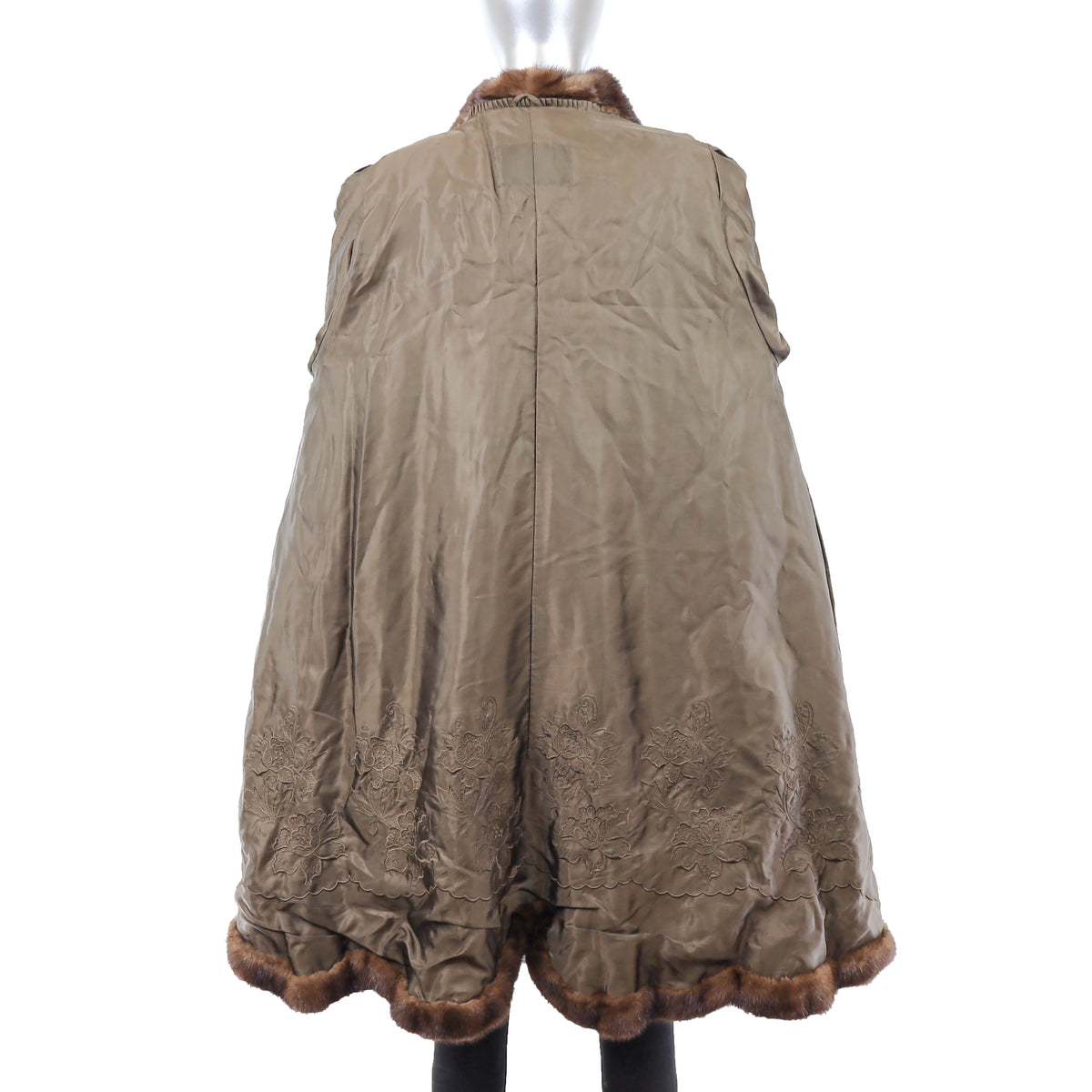 Brown Mink Coat with Design- Size L-XL