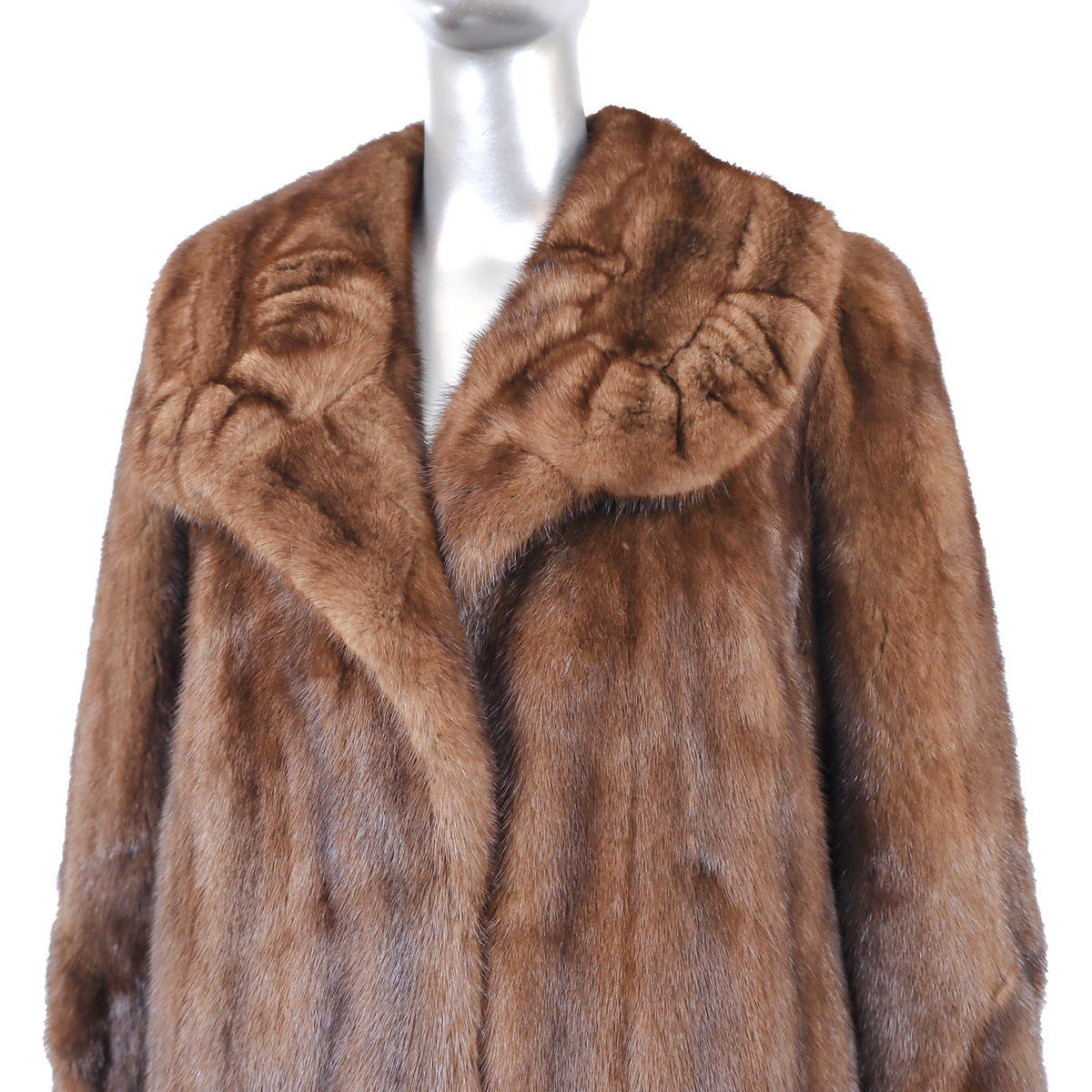 Brown Mink Coat with Design- Size L-XL
