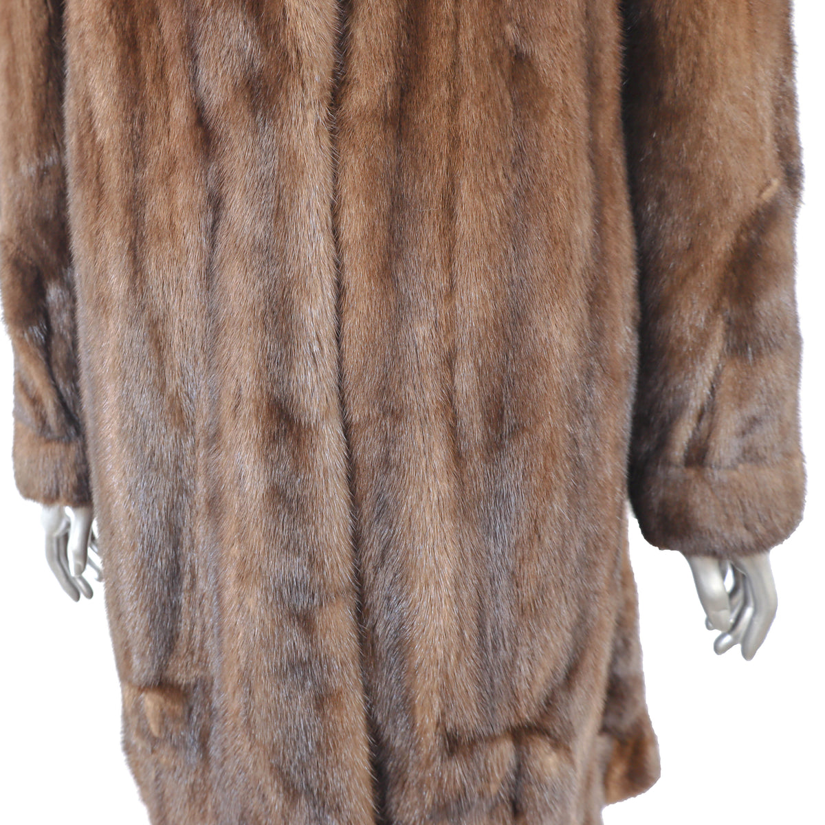 Brown Mink Coat with Design- Size L-XL