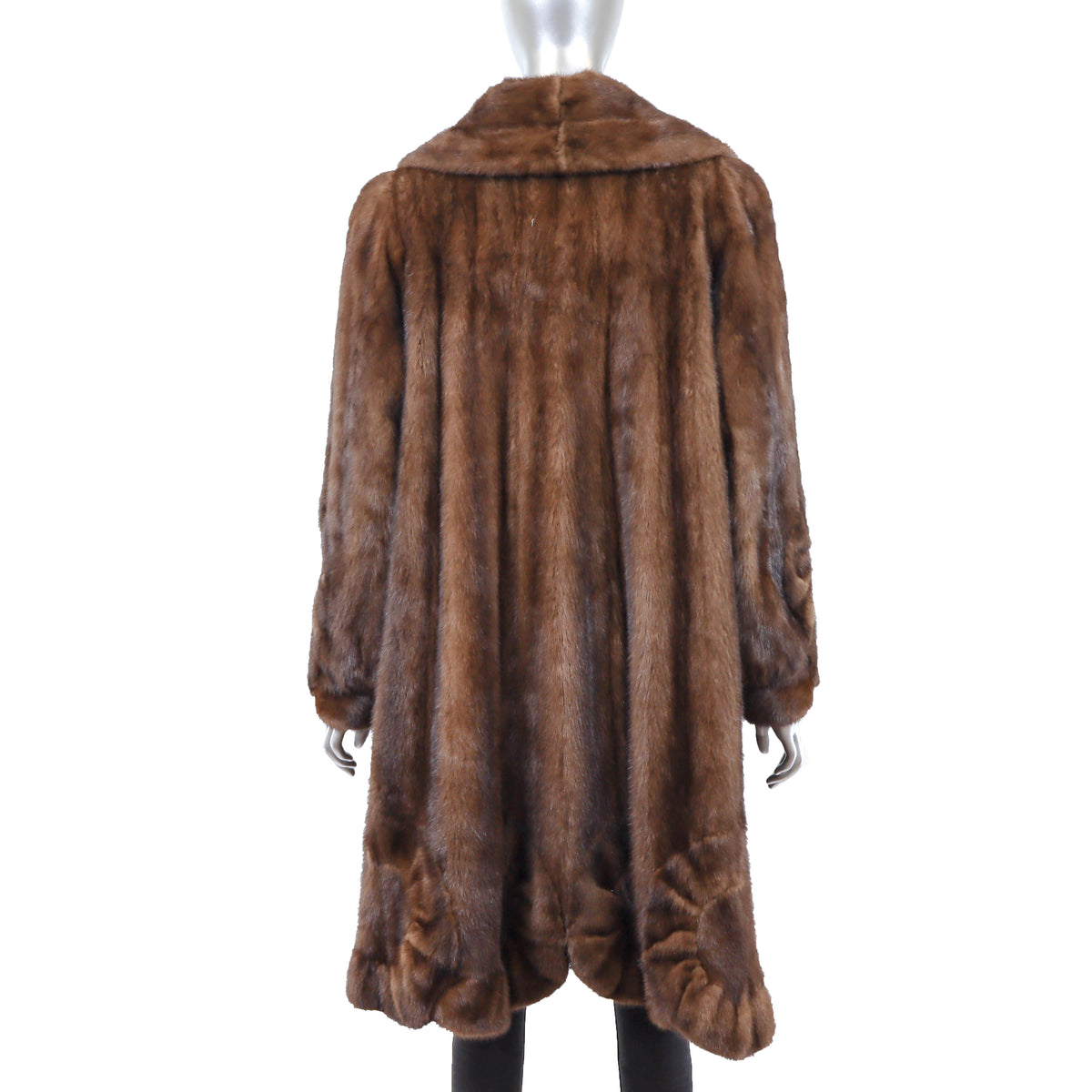 Brown Mink Coat with Design- Size L-XL
