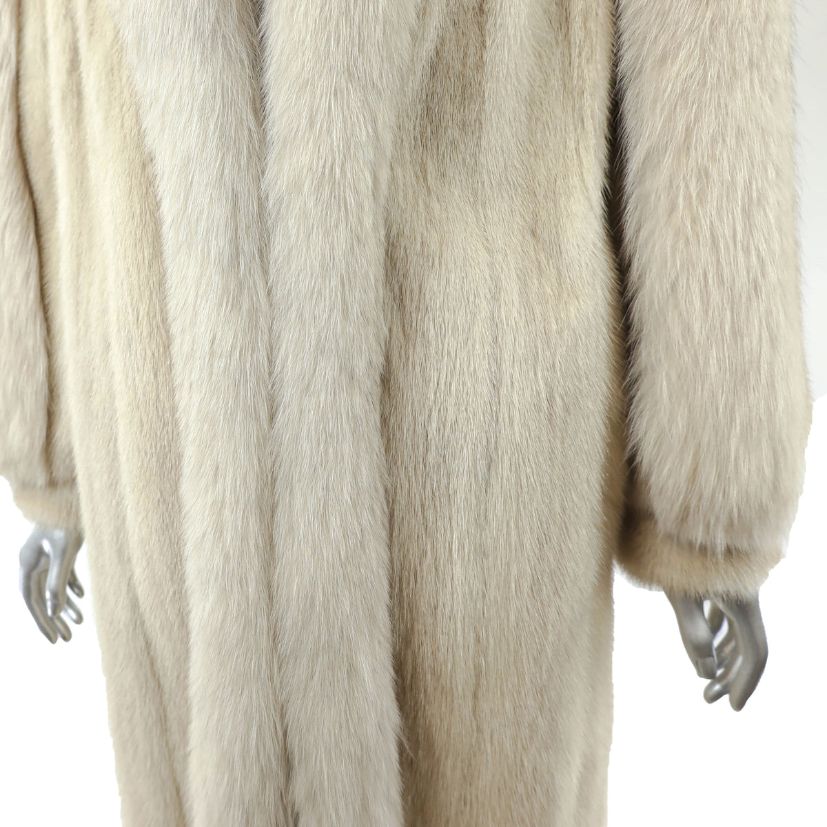 Beige Mink Coat with Fox Tuxedo- Size S