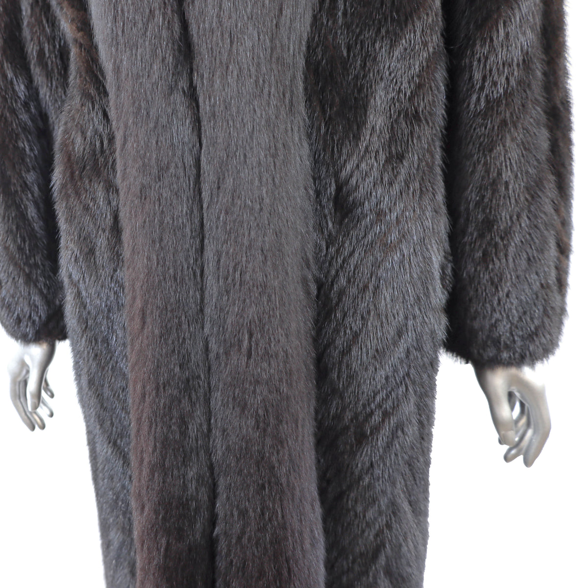 Dark Brown Mink Coat with Fox Tuxedo- Size M
