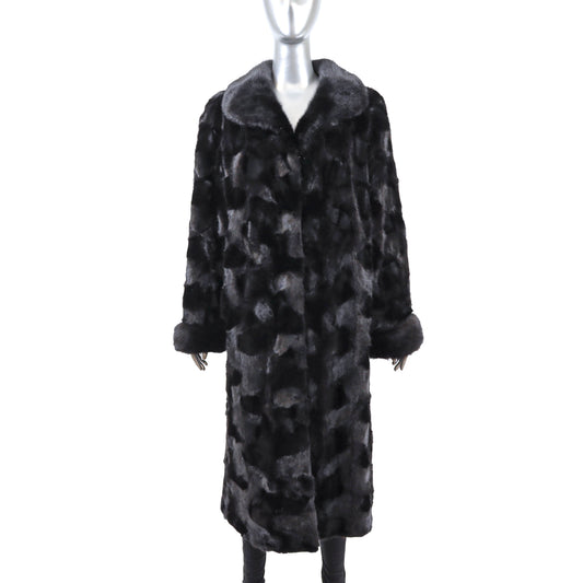 Dark Brown Section Mink Coat- Size XL-XXL
