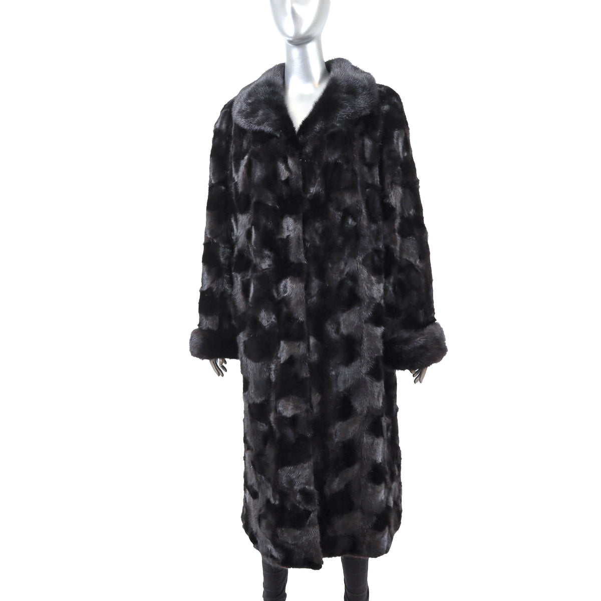 Dark Brown Section Mink Coat- Size XL-XXL