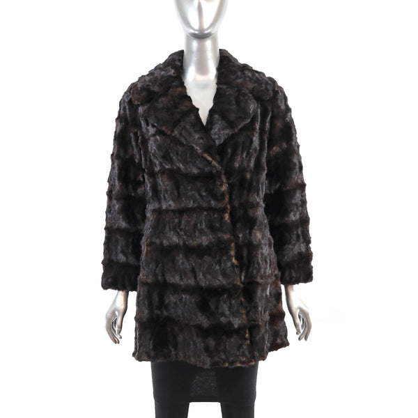 Mahogany Section Mink Coat with Zip-Off Bottom- Size S