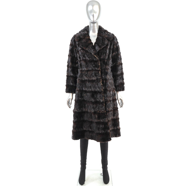 Mahogany Section Mink Coat with Zip-Off Bottom- Size S