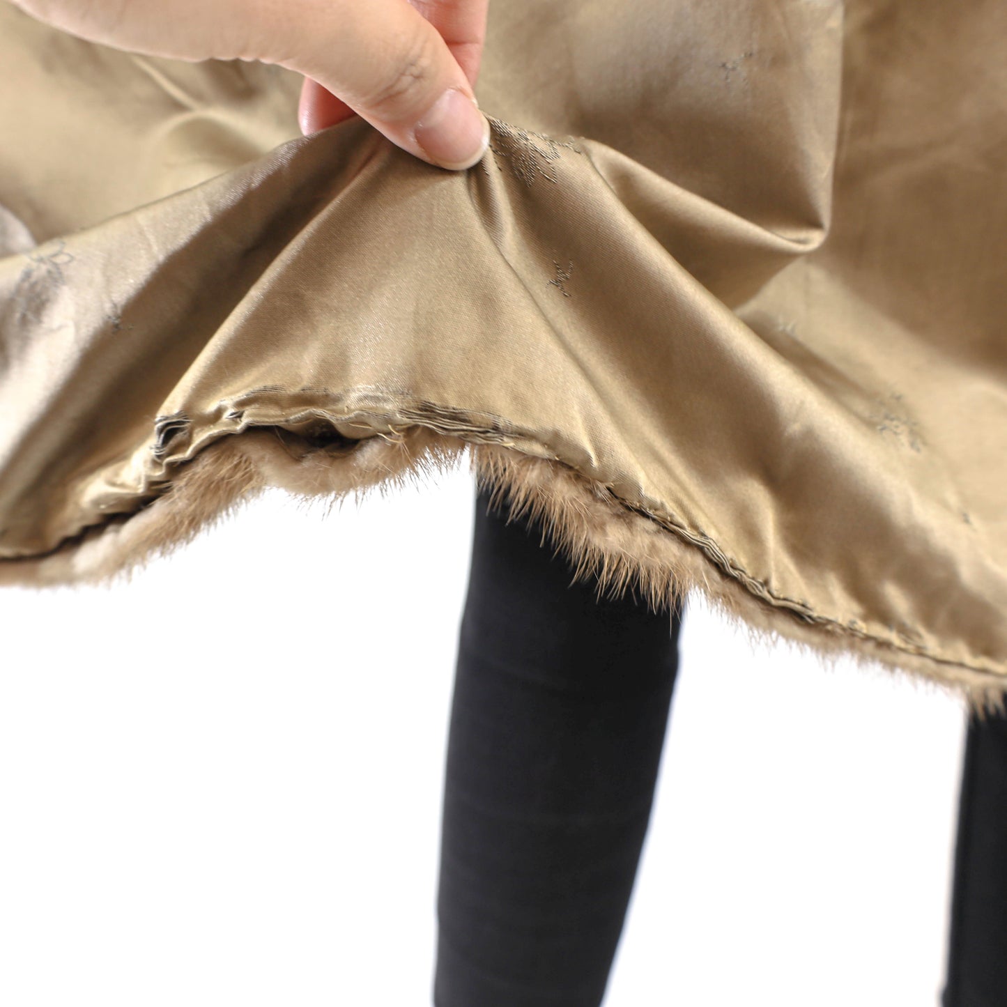 Light Brown Section Mink Coat- Size L