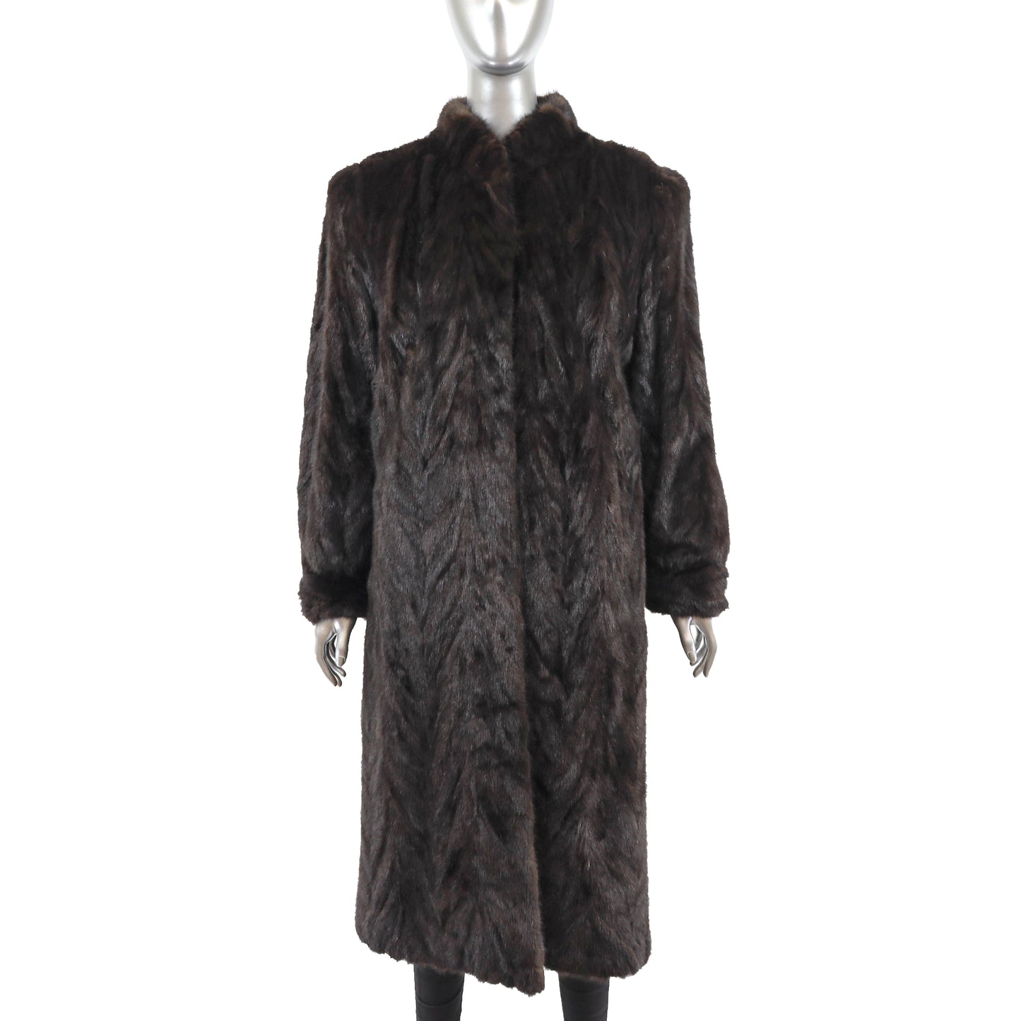 Dark Brown Section Mink Coat- Size M