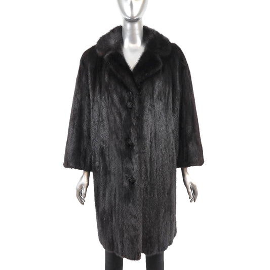 Black Mink 7/8 Coat- Size S