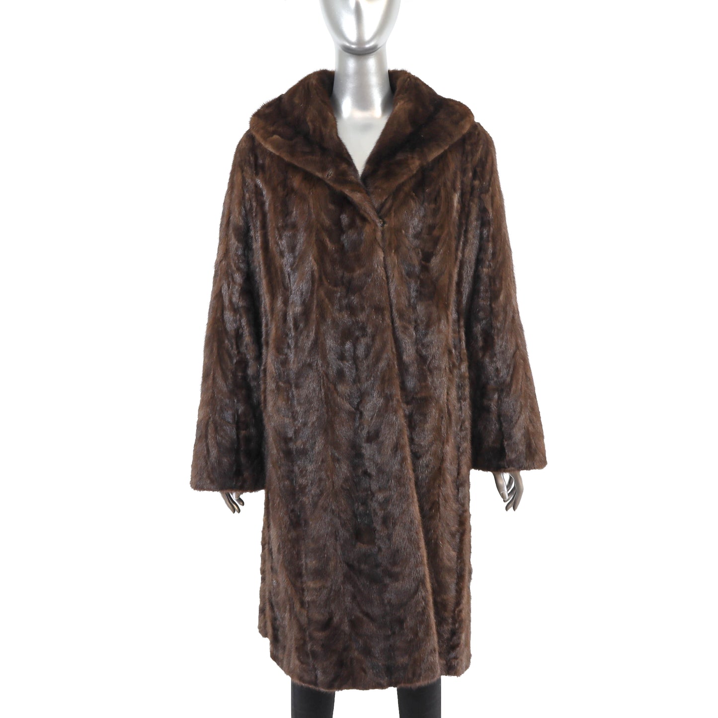 Brown Section Mink Coat- Size L