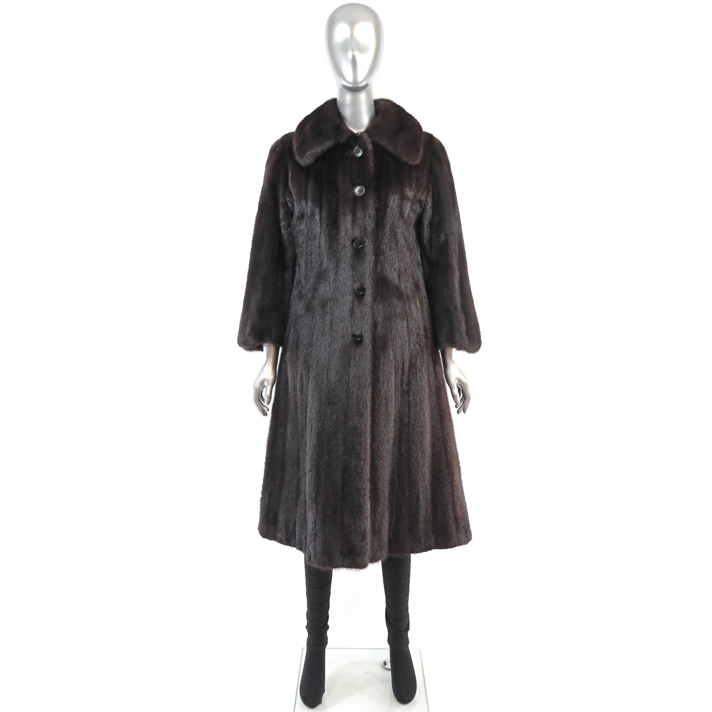 Dark Brown Mink 7/8 Coat- Size M