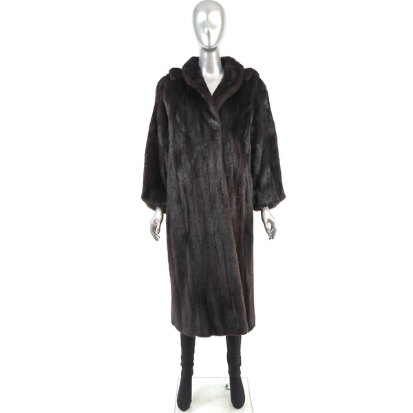 Mahogany Mink Coat with Detachable Hood- Size S