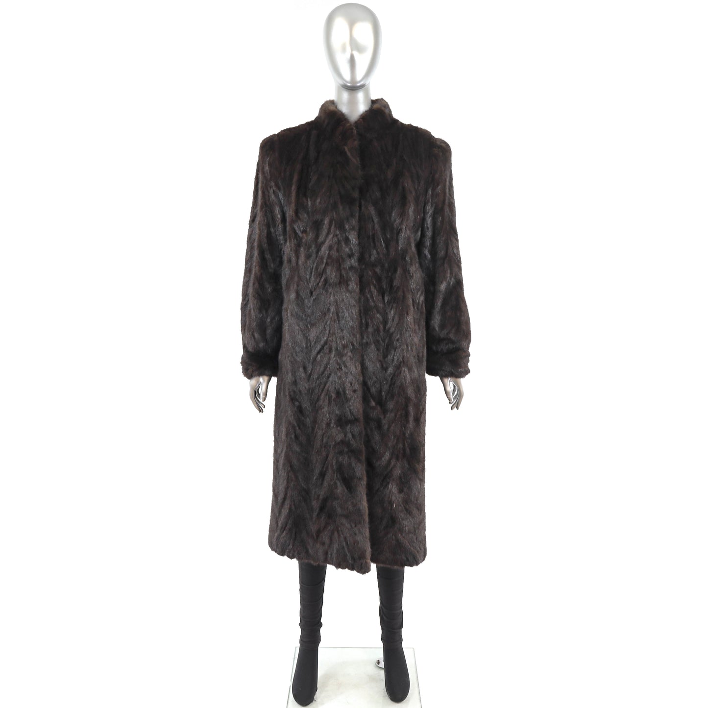 Dark Brown Section Mink Coat- Size M