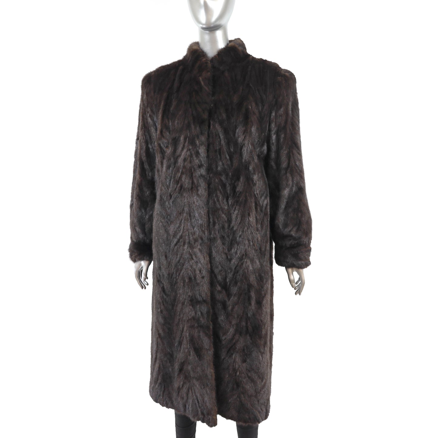 Dark Brown Section Mink Coat- Size M